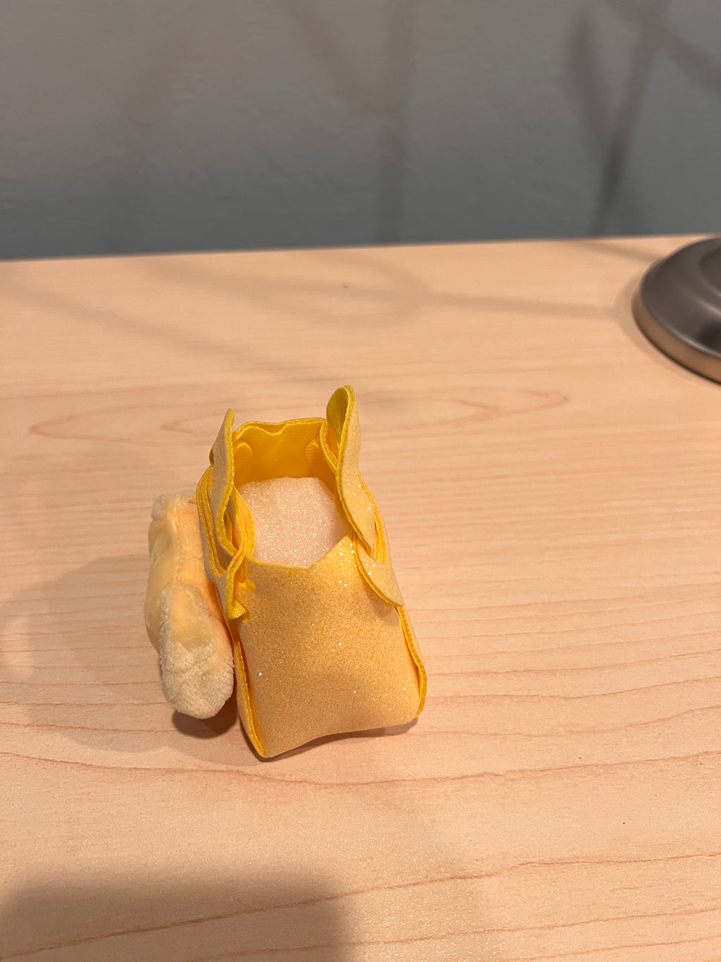 Duffy's Friend Pink Fluffy Handbag with yellow puppy Keychain Combo